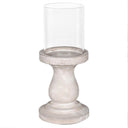 Tall Round Grey Hurricane Pillar Candle Holder - 34cm