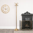 Tall Shiny Antique Gold Metal Coat Rack with 8 Storage Hooks