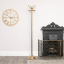 Tall Shiny Antique Gold Metal Coat Rack with 8 Storage Hooks