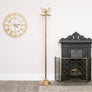 Tall Shiny Antique Gold Metal Coat Rack with 8 Storage Hooks