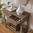 Taupe 2 Drawer Console / Dressing Table - Hales Pale Wood Range