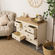Taupe &amp; Wooden 7 Drawer Chest of Drawers - Claudia Range