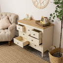 Taupe &amp; Wooden 7 Drawer Chest of Drawers - Claudia Range