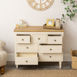 Taupe &amp; Wooden 7 Drawer Chest of Drawers - Claudia Range