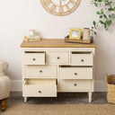 Taupe &amp; Wooden 7 Drawer Chest of Drawers - Claudia Range