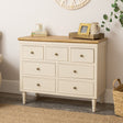 Taupe &amp; Wooden 7 Drawer Chest of Drawers - Claudia Range