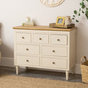 Taupe &amp; Wooden 7 Drawer Chest of Drawers - Claudia Range