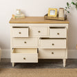 Taupe &amp; Wooden 7 Drawer Chest of Drawers - Claudia Range
