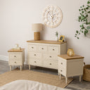 Taupe &amp; Wooden 7 Drawer Chest of Drawers &amp; Pair of Two Drawer Bedside...