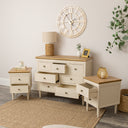 Taupe &amp; Wooden 7 Drawer Chest of Drawers &amp; Pair of Two Drawer Bedside...
