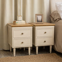 Taupe &amp; Wooden 7 Drawer Chest of Drawers &amp; Pair of Two Drawer Bedside...
