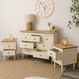 Taupe &amp; Wooden 7 Drawer Chest of Drawers &amp; Pair of Two Drawer Bedside...