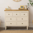 Taupe &amp; Wooden 7 Drawer Chest of Drawers &amp; Pair of Two Drawer Bedside...