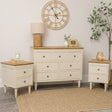 Taupe &amp; Wooden 7 Drawer Chest of Drawers &amp; Pair of Two Drawer Bedside...
