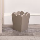 Taupe Wooden Scalloped Edge Waste Paper Bin - 18.5cm x 25cm