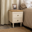 Taupe & Wooden Two Drawer Bedside Table - Claudia Range