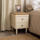 Taupe & Wooden Two Drawer Bedside Table - Claudia Range