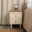 Taupe &amp; Wooden Two Drawer Bedside Table - Claudia Range