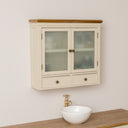 Taupe &amp; Wooden Wall Cabinet with Drawers - Claudia Range