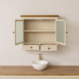 Taupe &amp; Wooden Wall Cabinet with Drawers - Claudia Range