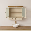 Taupe &amp; Wooden Wall Cabinet with Drawers - Claudia Range