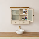 Taupe &amp; Wooden Wall Cabinet with Drawers - Claudia Range