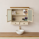 Taupe &amp; Wooden Wall Cabinet with Drawers - Claudia Range