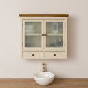 Taupe & Wooden Wall Cabinet with Drawers - Claudia Range