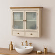Taupe &amp; Wooden Wall Cabinet with Drawers - Claudia Range