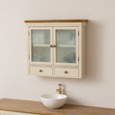 Taupe &amp; Wooden Wall Cabinet with Drawers - Claudia Range