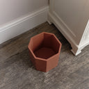 Terracotta Pink Wooden Octagonal Edge Waste Paper Bin