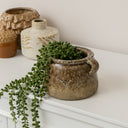 Textured Multitonal Neutral Ceramic Glazed Planter - 15cm
