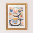 Textured Watercolour Teacups Wall Art with A Gold Frame - 40cm x 50cm