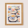 Textured Watercolour Teacups Wall Art with A Gold Frame - 40cm x 50cm