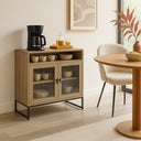 Two Door Reeded Glass Display Cabinet - Hesley Nordic Wood Range