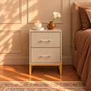 Two Drawer Bedside Table - Liana Taupe Range
