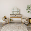 Two Drawer Dressing Table &amp; Pair of One Drawer Bedside Tables - Liana Taupe Range