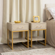 Two Drawer Dressing Table &amp; Pair of One Drawer Bedside Tables - Liana Taupe Range