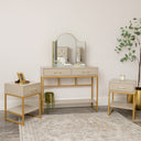 Two Drawer Dressing Table &amp; Pair of One Drawer Bedside Tables - Liana Taupe Range