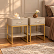 Two Drawer Dressing Table Set &amp; Pair of One Drawer Bedside Tables - Liana Taupe Range