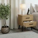 Two Drawer Natural Wooden Textured Bedside Table