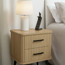 Two Drawer Natural Wooden Textured Bedside Table