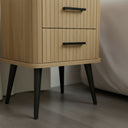 Two Drawer Natural Wooden Textured Bedside Table