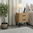 Two Drawer Natural Wooden Textured Bedside Table