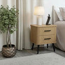 Two Drawer Natural Wooden Textured Bedside Table