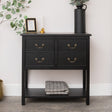 Vintage Hallway Clearance Bundle - Console Table, Matt Black Mirror, Antique Dark Bronze Wall Hooks and Pair of Gold Candle Sconces