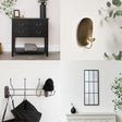 Vintage Hallway Clearance Bundle - Console Table, Matt Black Mirror, Antique Dark Bronze Wall Hooks and Pair of Gold Candle Sconces
