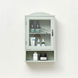 Vintage Style Sage Green Glass Fronted Wall Cabinet 54cm x 32cm