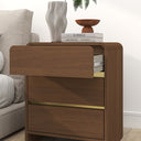 Walnut Brown 3 Drawer Bedside Chest - Walnut Range