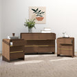 Walnut Brown Chest of Drawers and Pair of 3 Drawer Bedside Tables - Meridian Walnut Brown Range